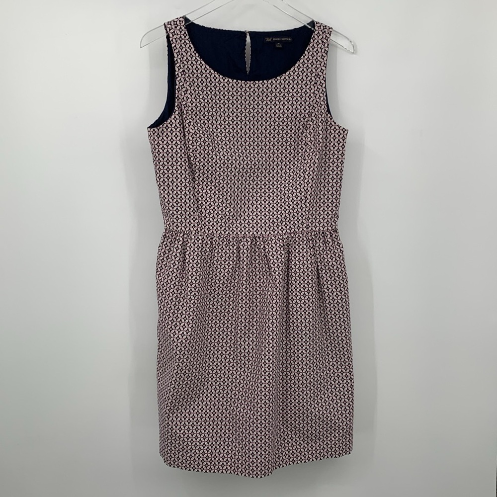 Brooks Brothers Pink and Navy Patterned Sleeveless Dress